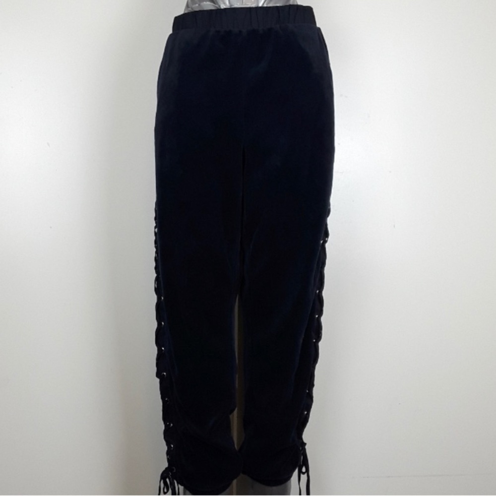 Juicy Couture Navy laced up side leg velour pant